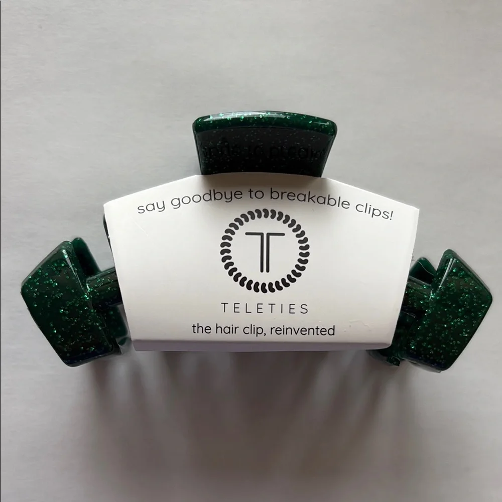 Teleties Green Glitter Hair Clip